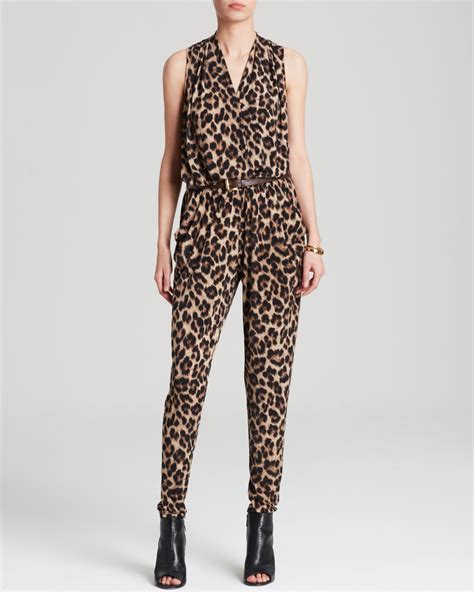 michael kors leopard jumpsuit free shipping|Michael Kors sleeveless belted jumpsuit.